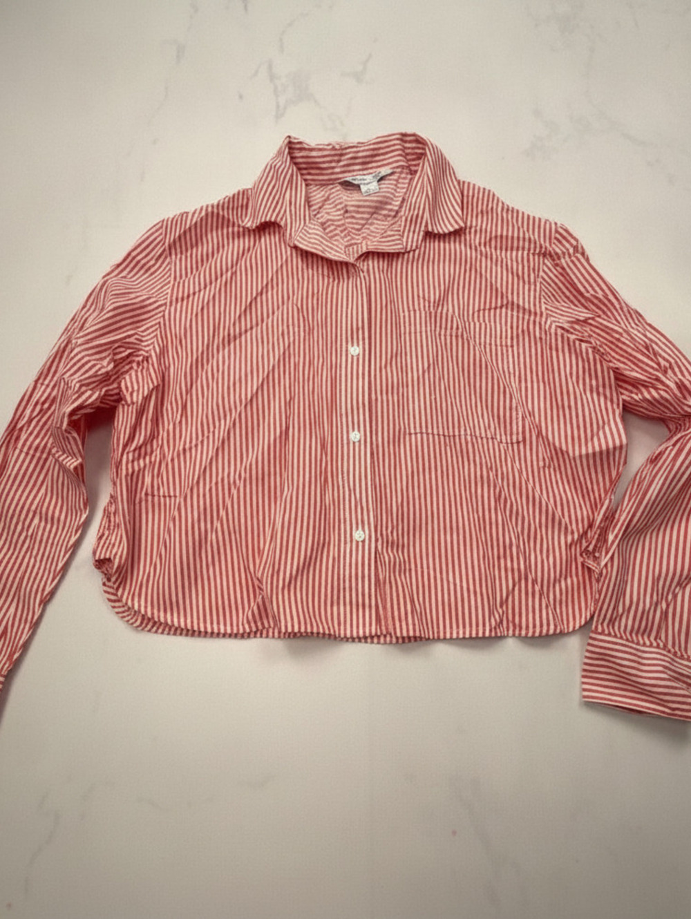 Old Navy Striped Button-Up Shirt Red White 2000s Classic Style - Mens M